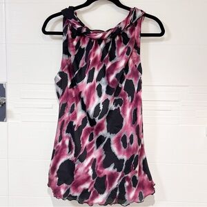 Signature by Larry Levine Abstract silky sleeveless blouse top size Large